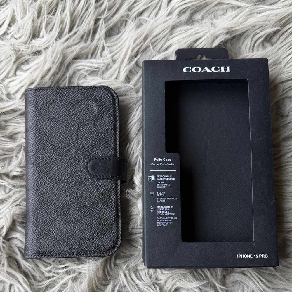 Coach Black Folio Wallet Phone Case by Casemate for iPhone 15 Pro-BRAND NEW